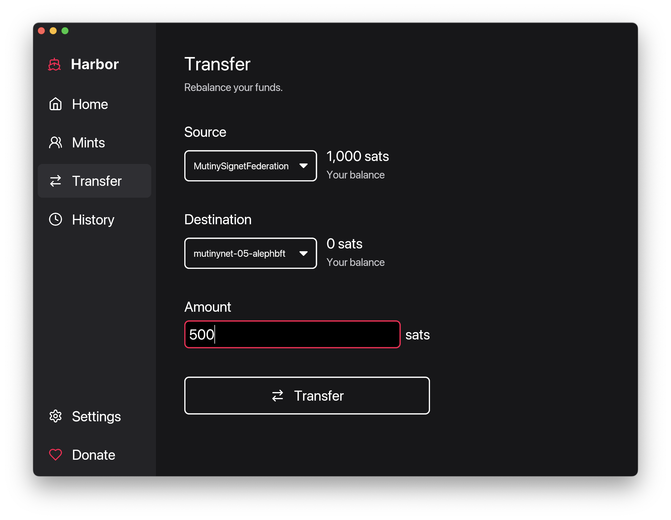 Harbor transfer screen
